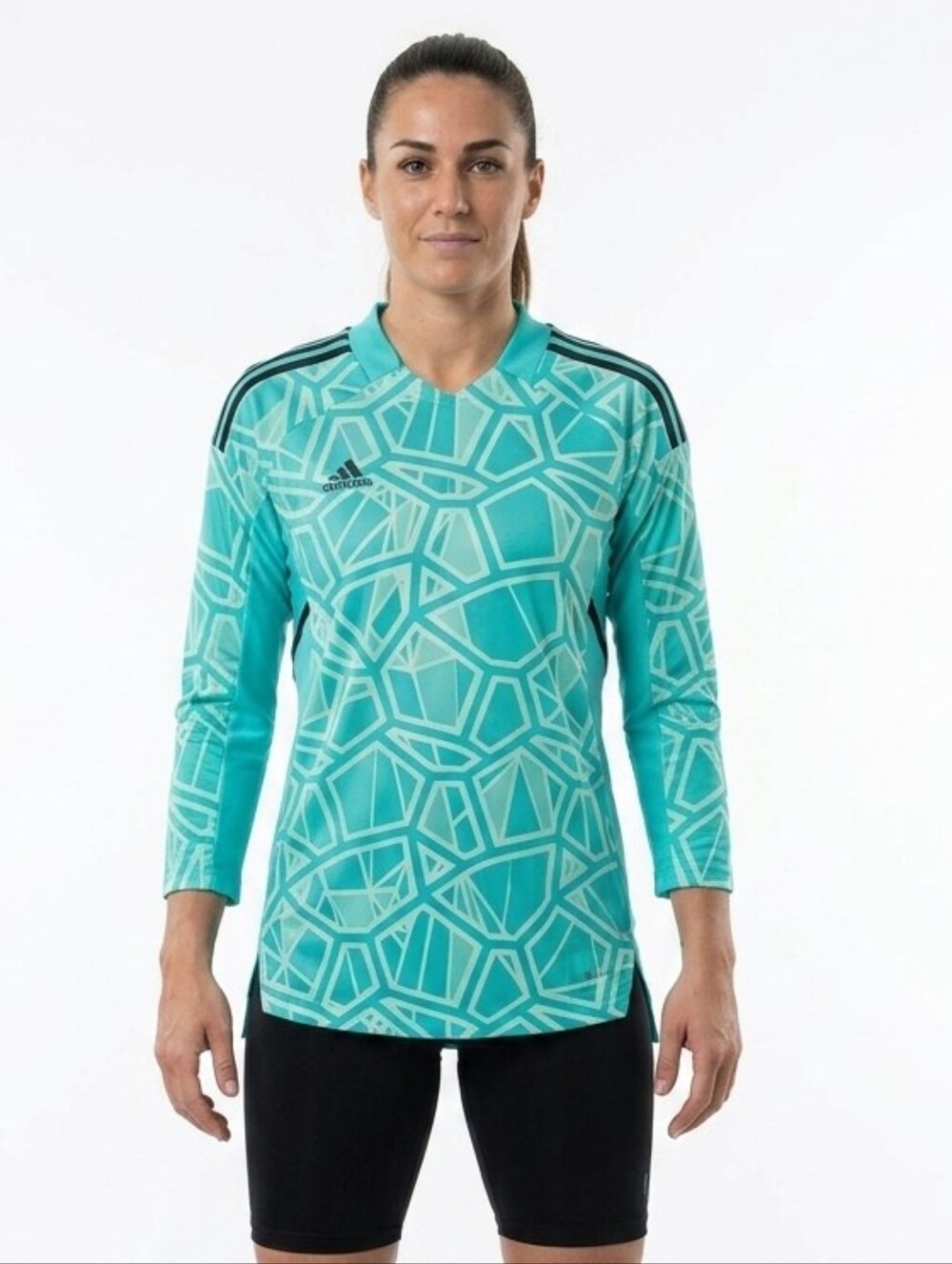 adidas Teal Geometric Long Sleeve Goalkeeper Jersey